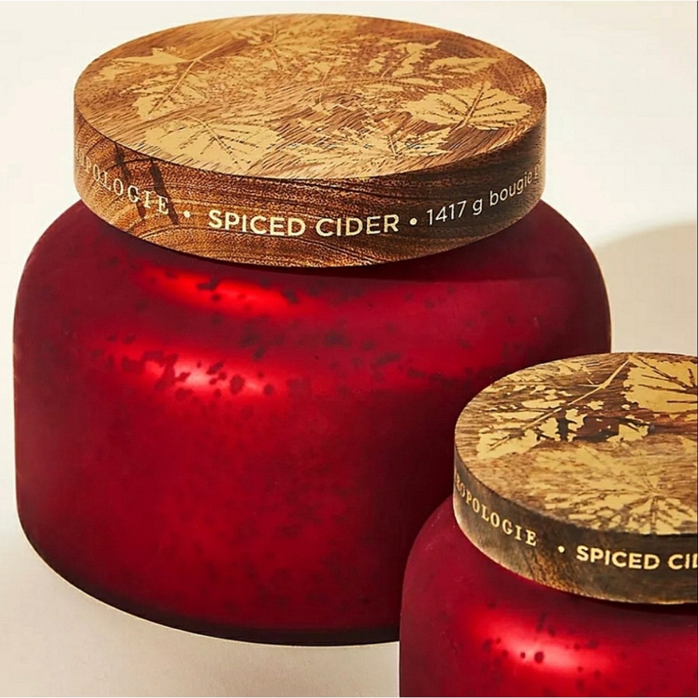 ANTHROPOLOGIE Capri Blue Spiced Cider Glass Jar Candle Red Large